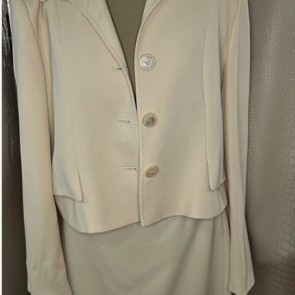 Valentino Miss V Italy Vintage Blazer Skirt Suit Cream Sz 14 Wool - Picture 7 of 8